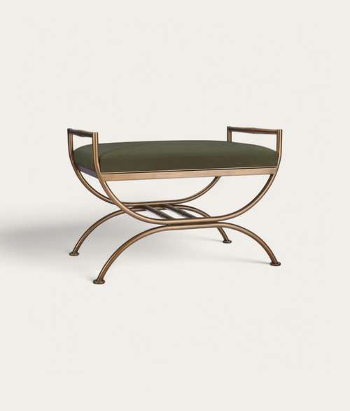 Ainsley Stool - Antique Brass - Dark Moss