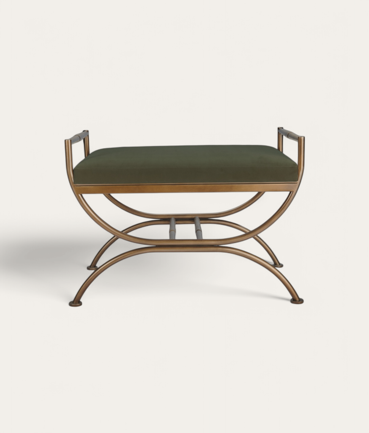 Ainsley Stool - Antique Brass - Dark Moss