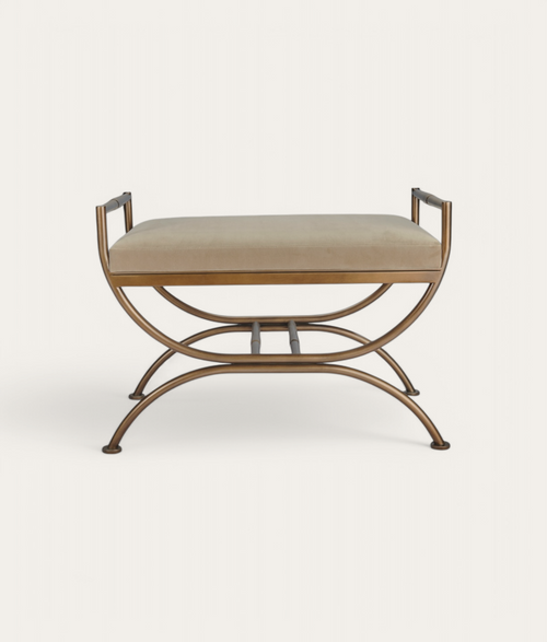 Ainsley Stool - Antique Brass - Oak