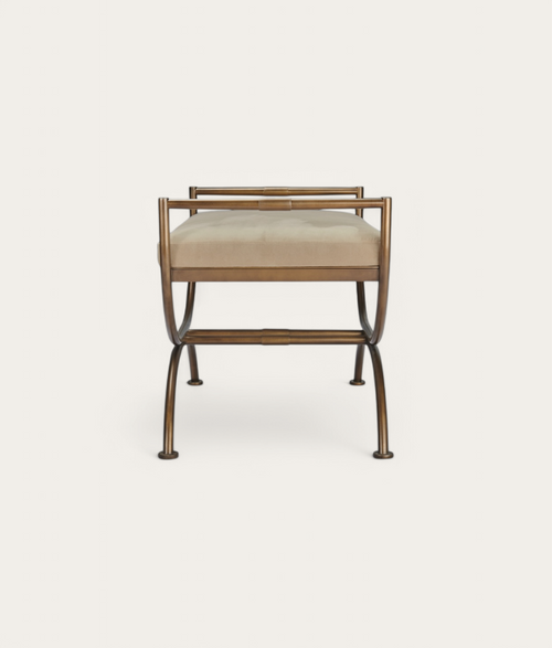 Ainsley Stool - Antique Brass - Oak