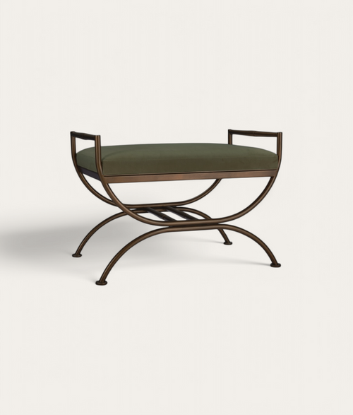 Ainsley Stool - Bronze - Dark Moss
