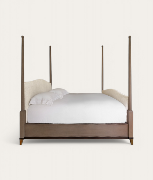 Claridge Four Poster Bed - Mid Oak - Ivory