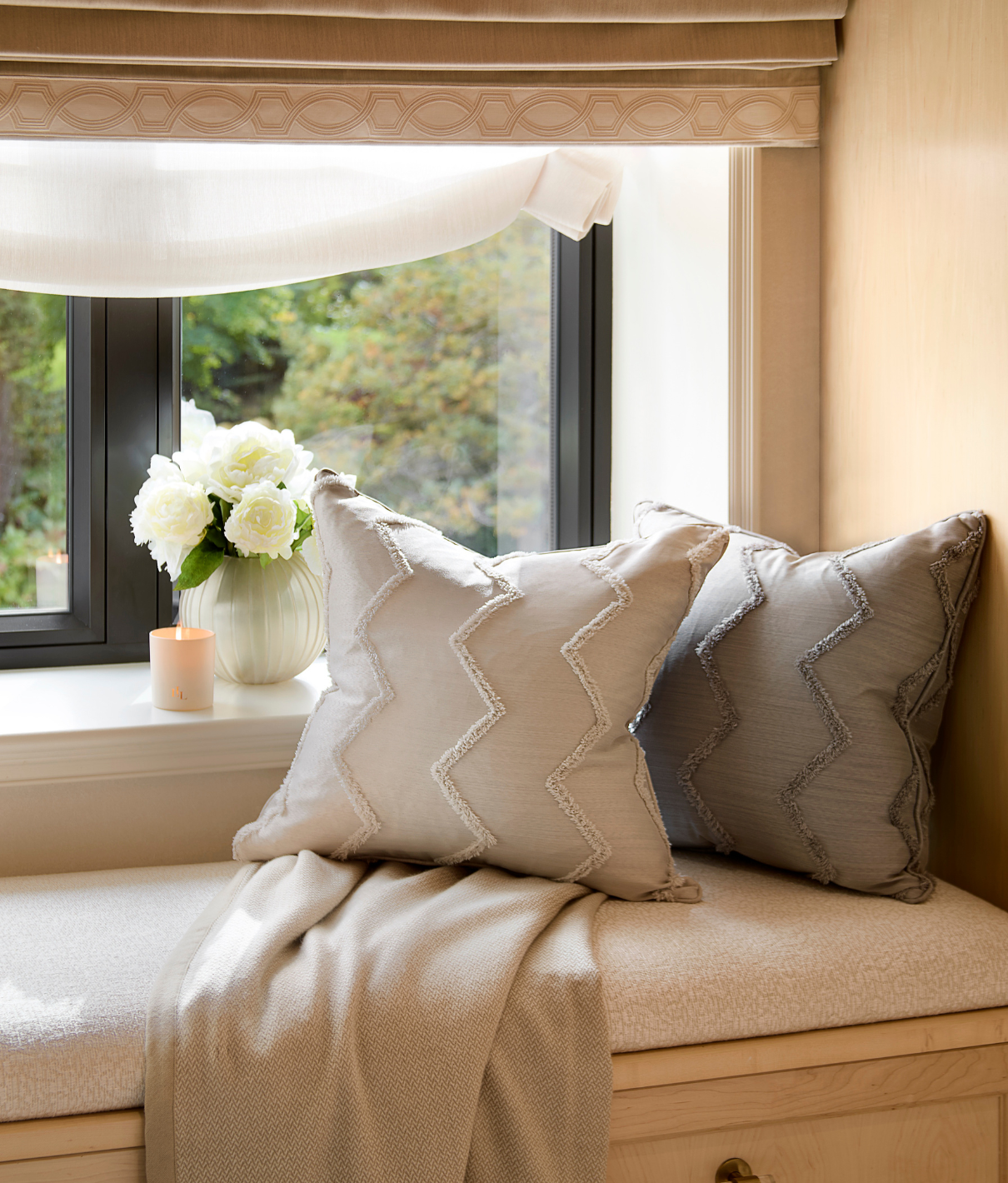 Chevron Cushion - Dove