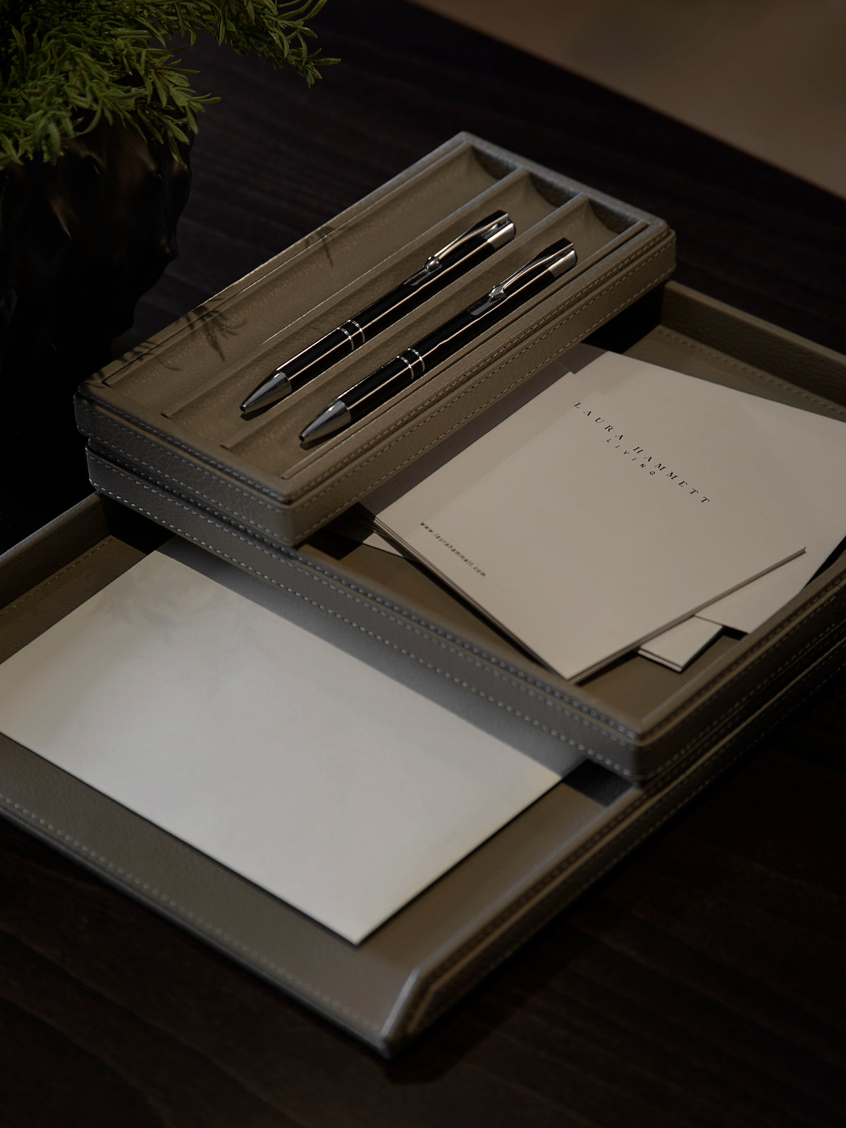 Adler Leather Stacking Desk Trays