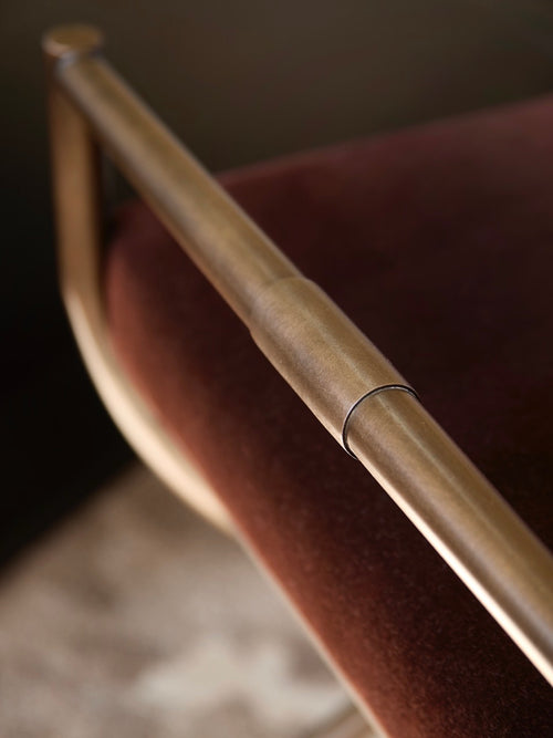 Ainsley Stool - Antique Brass - Oak