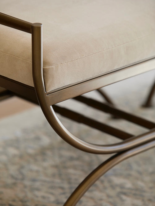 Ainsley Stool - Antique Brass - Oak