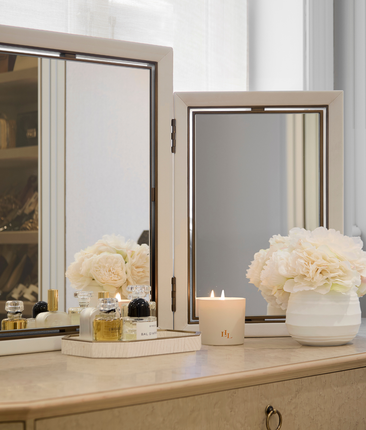Crossley Triptych Mirror - Ivory