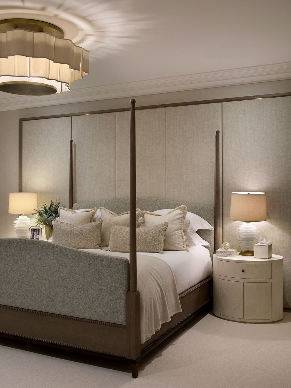 Claridge Four Poster Bed - Honey Oak - Slate